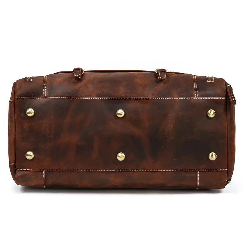 "Crazy Horse" Leather Men's Retro Travel Bag With Shoe Pocket. A Weekend Essential Wherever You Are Going.
