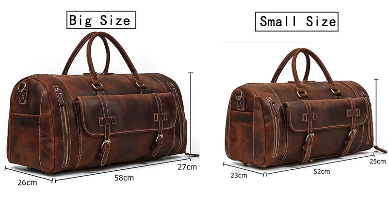 "Crazy Horse" Leather Men's Retro Travel Bag With Shoe Pocket. A Weekend Essential Wherever You Are Going.