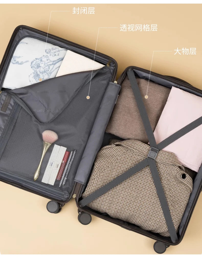 Vintage PU Leather Travel Luggage 20" 24" 28". Trolley Suitcases On Universal Wheels and Matching Carry Case