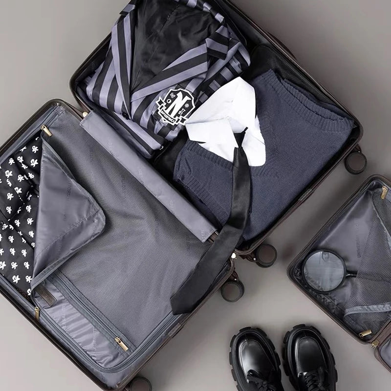 Vintage PU Leather Travel Luggage 20" 24" 28". Trolley Suitcases On Universal Wheels and Matching Carry Case