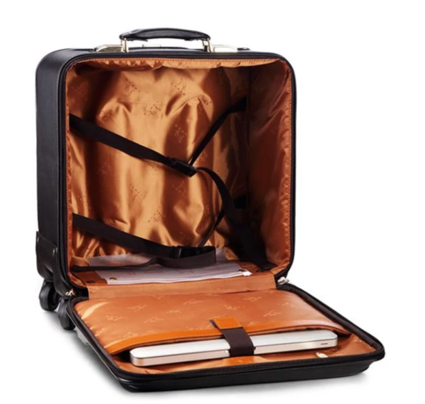Genuine Leather waterproof rolling luggage 16/20/22/24 inch. Cabin carry on trolley bag.