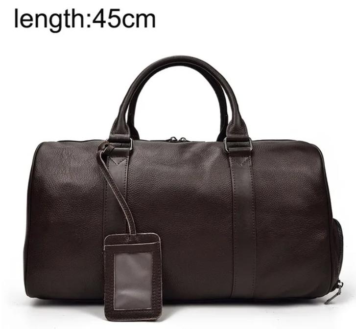 Large Genuine Leather Holdall. Soft Cowhide with Shoulder Strap