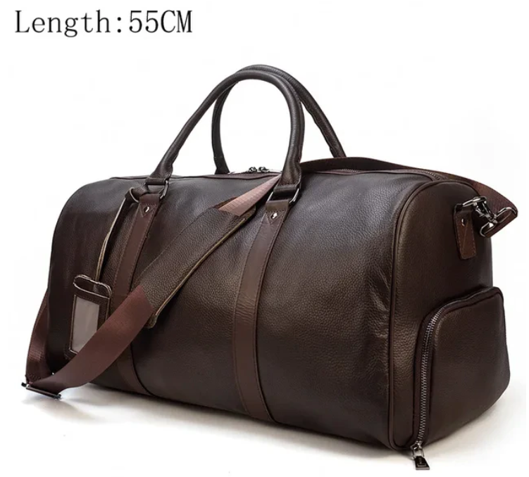 Large Genuine Leather Holdall. Soft Cowhide with Shoulder Strap