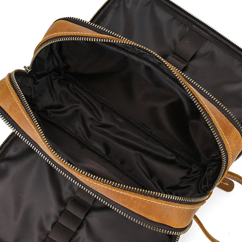 Large Leather Toiletry Wash Bag for on the go whether travelling or going to the Gym.