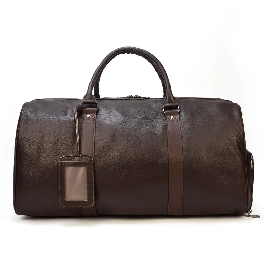 Large Genuine Leather Holdall. Soft Cowhide with Shoulder Strap