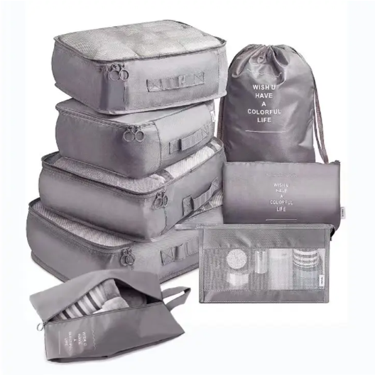 8 Piece travel organiser packing cubes