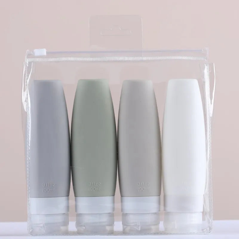 Silicone Travel Bottles - Take your favorite toiletries with you  -  Refillable and Washable - 90cl