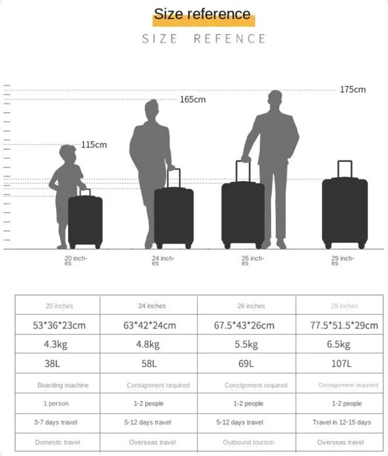 20 24 26 29 All Aluminum Suitcase Luggage. Sizes and colours to Travel Wrx